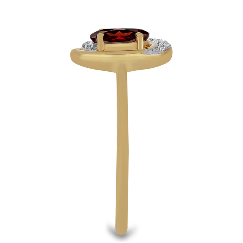 Goldplattierter Silberring mit Barton Granat und weißem Zirkon