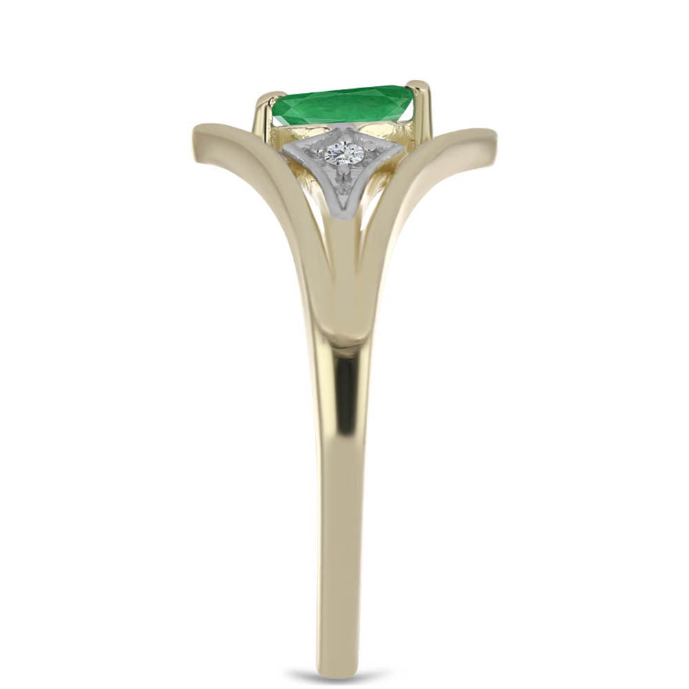 Goldplattierter Silberring mit brasilianischem Smaragd und natürlichem weißem Zirkon