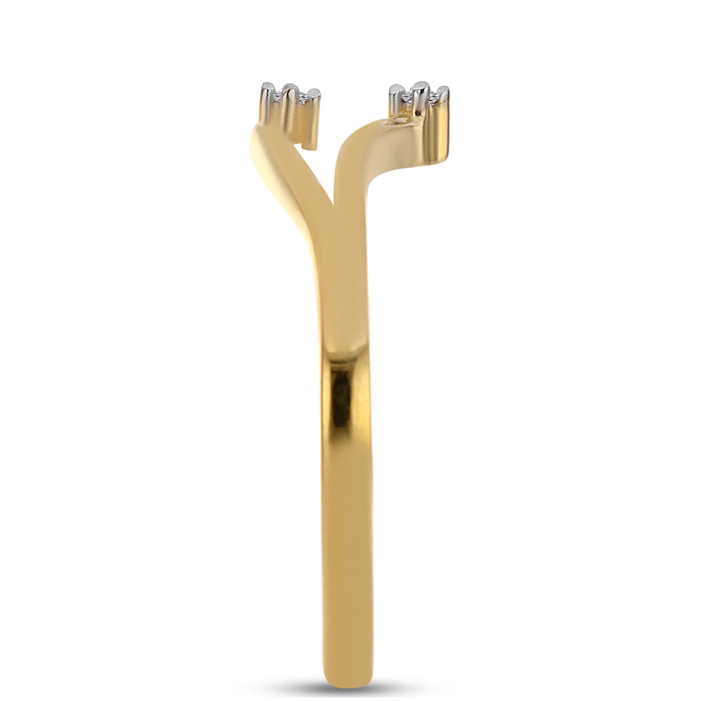 Goldplattierter Silberring mit weißem Diamant