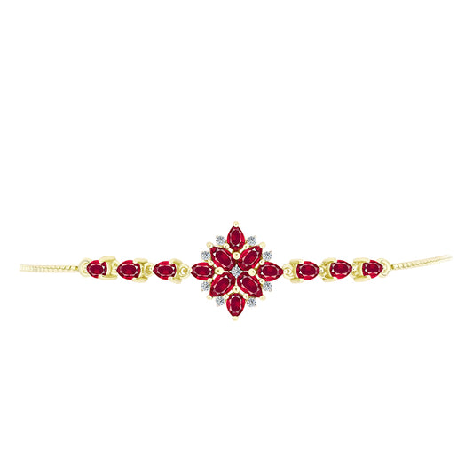 Goldplattiertes Silberarmband mit Rubin aus Madagaskar und weißem Topas