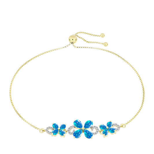 Goldplattiertes Silberarmband mit äthiopischem Paradiese-Opal und weißem Topas