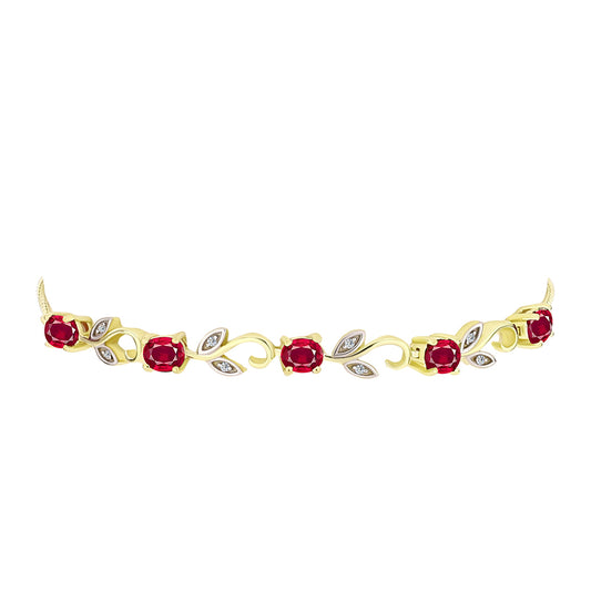 Goldplattiertes Silberarmband mit Rubin aus Madagaskar und weißem Topas