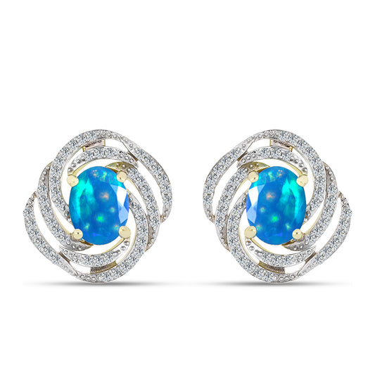 Goldplattierte Silberohrringe mit äthiopischem Paradiese-Opal und weißem Topas