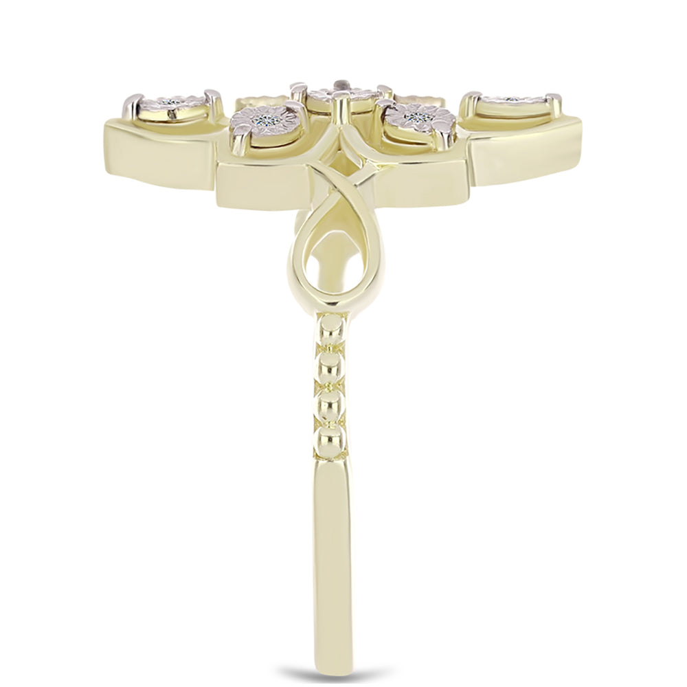 Goldplattierter Silberring mit weißem Diamant