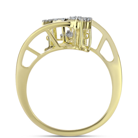 Goldplattierter Silberring mit weißem Diamant und weißem Topas