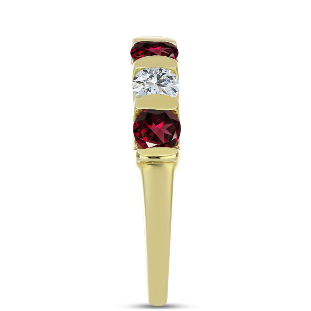 Goldplattierter Silberring mit Rhodolith Granat und weißem Topas
