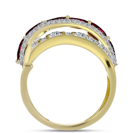 Goldplattierter Silberring mit Rhodolith Granat und weißem Topas