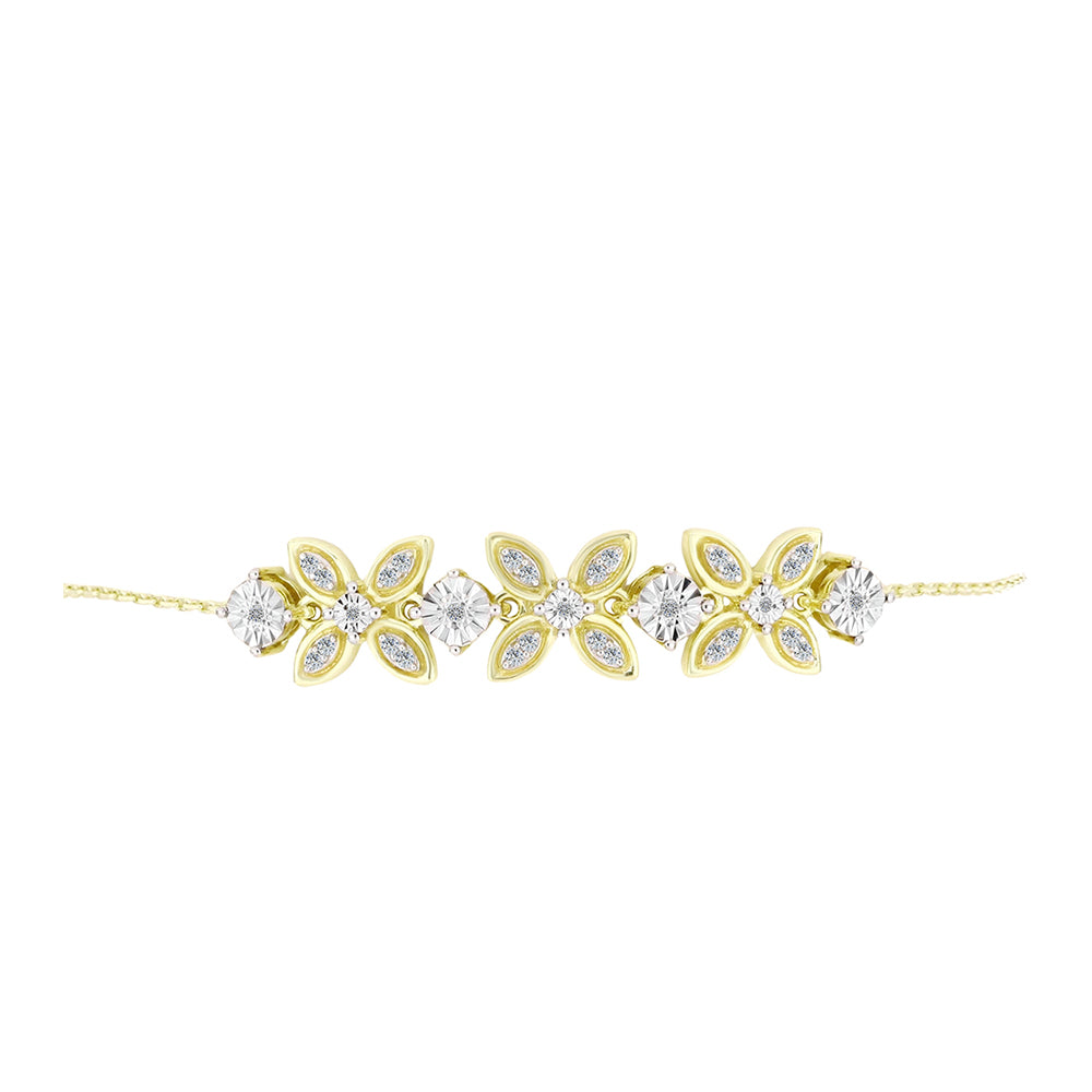 Goldplattiertes Silberarmband mit weißem Diamant und weißem Topas