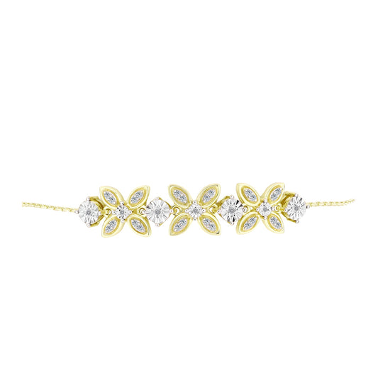 Goldplattiertes Silberarmband mit weißem Diamant und weißem Topas