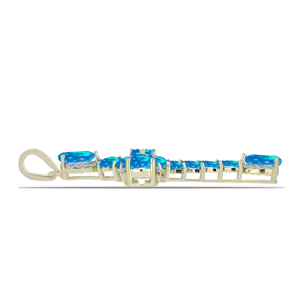 Goldplattierter Silberanhänger mit äthiopischem Paradiese-Opal und weißem Topas