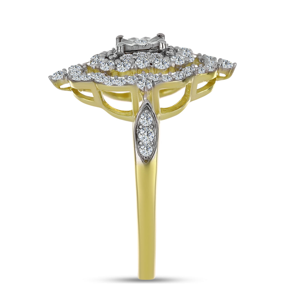 Goldplattierter Silberring mit weißem Diamant und weißem Topas