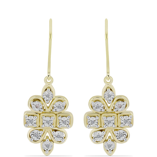 Goldplattierte Silberohrringe mit weißem Diamant