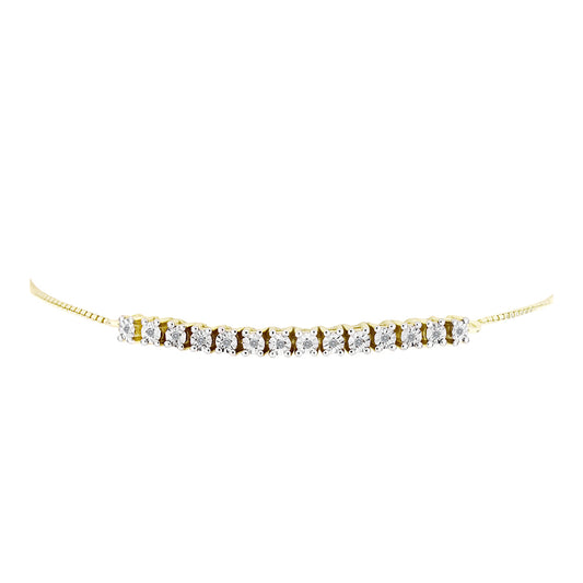 Goldplattiertes Silberarmband mit weißem Diamant