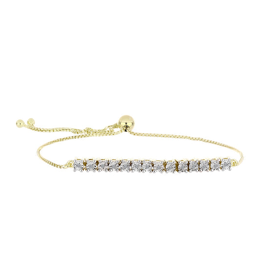 Goldplattiertes Silberarmband mit weißem Diamant