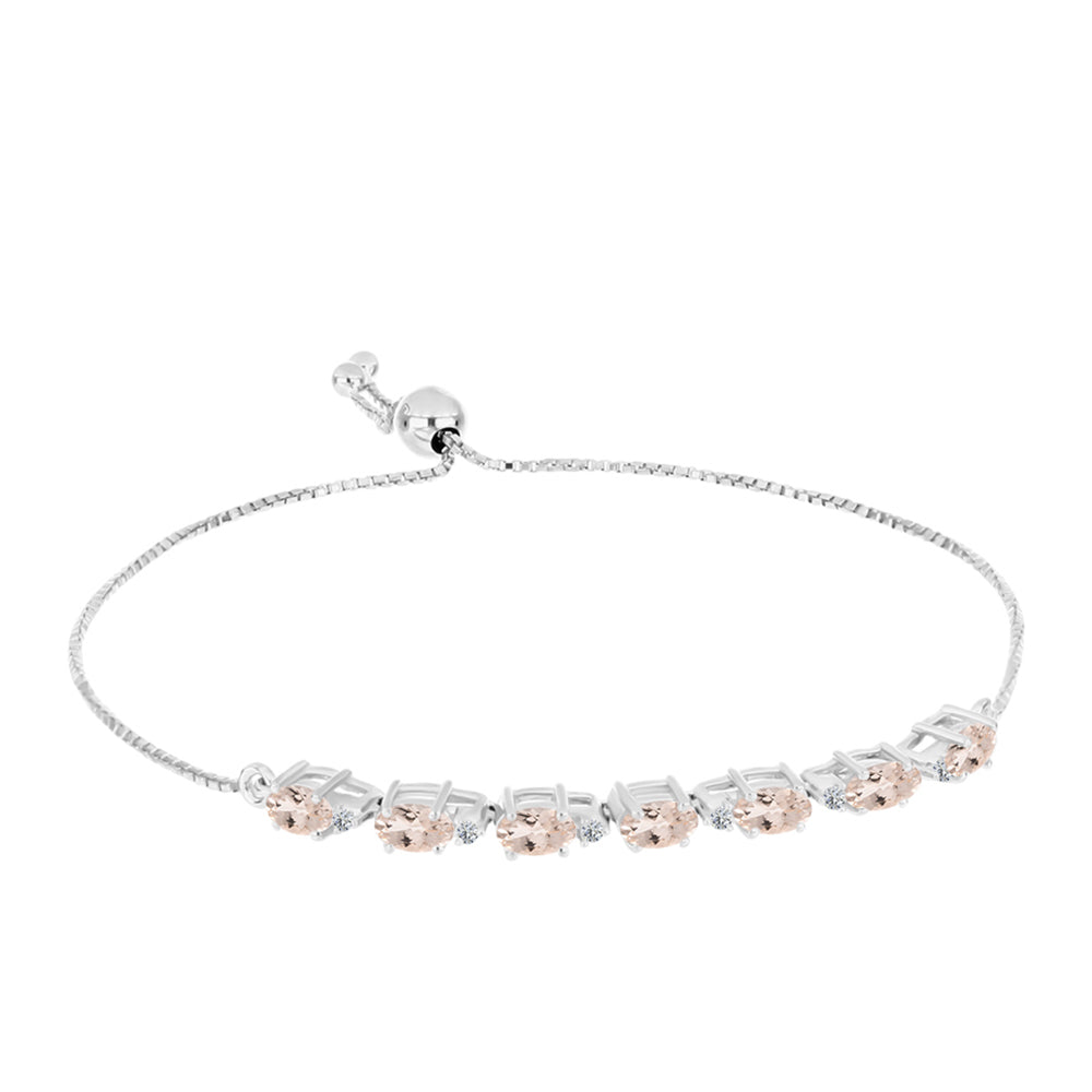 Silberarmband mit Morganit aus Gozareh und weißem Topas