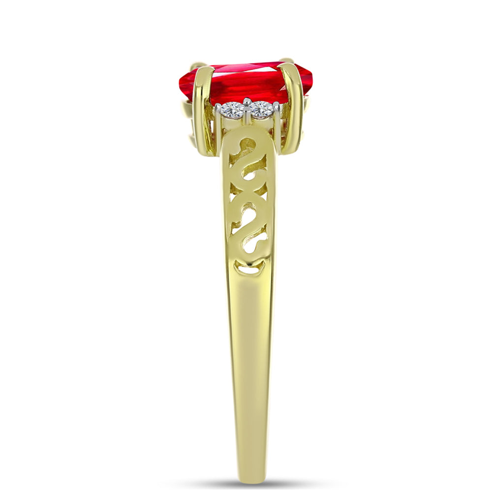 Goldplattierter Silberring mit rotem Achat und weißem Topas