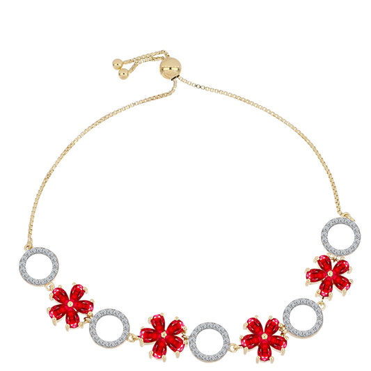 Goldplattiertes Silberarmband mit rotem Achat und weißem Topas