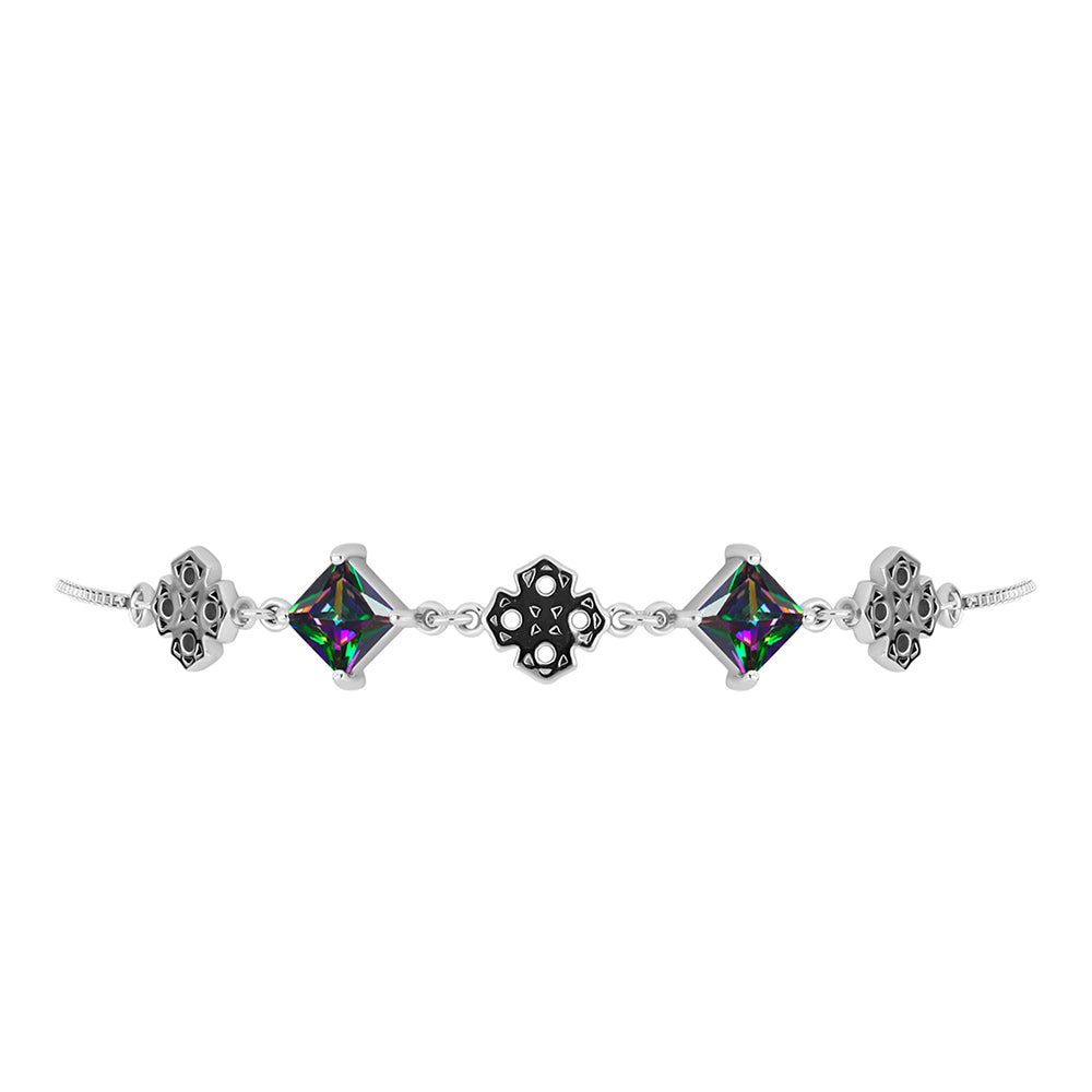 Silberarmband mit brasilianischem grünem mystischem Quarz