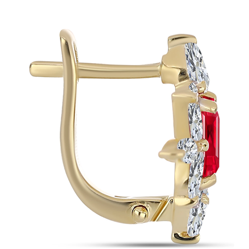 Goldplattierte Silberohrringe mit rotem Achat und weißem Topas