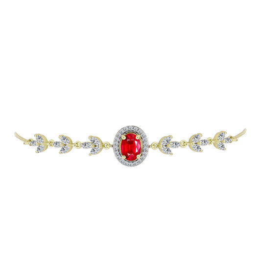Goldplattiertes Silberarmband mit rotem Achat und weißem Topas