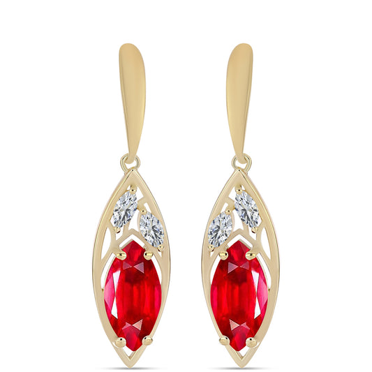 Goldplattierte Silberohrringe mit rotem Achat und weißem Topas