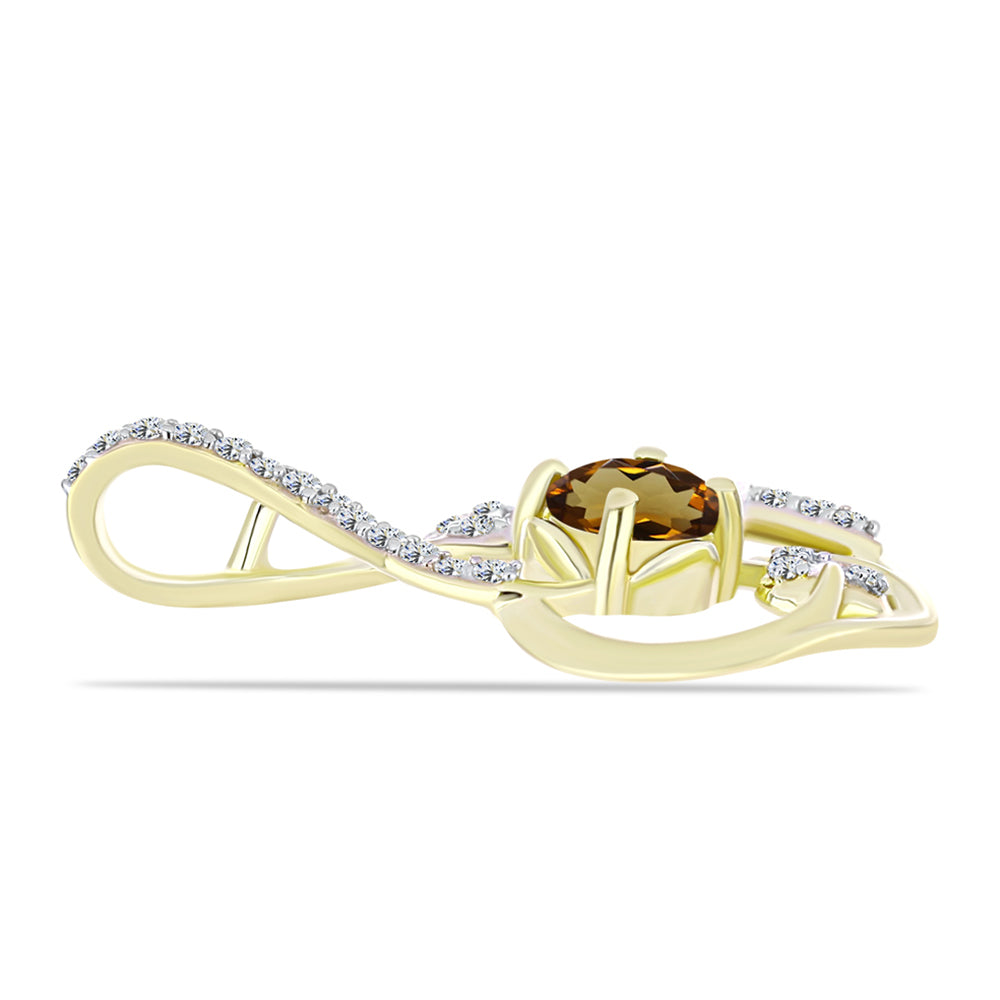 Goldplattierter Silberanhänger mit Cognac-Quarz und weißem Topas