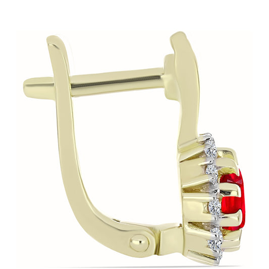 Goldplattierte Silberohrringe mit rotem Achat und weißem Topas