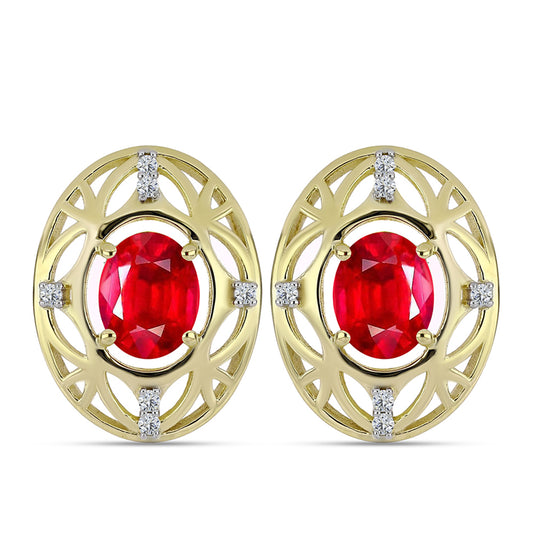 Goldplattierte Silberohrringe mit rotem Achat und weißem Topas