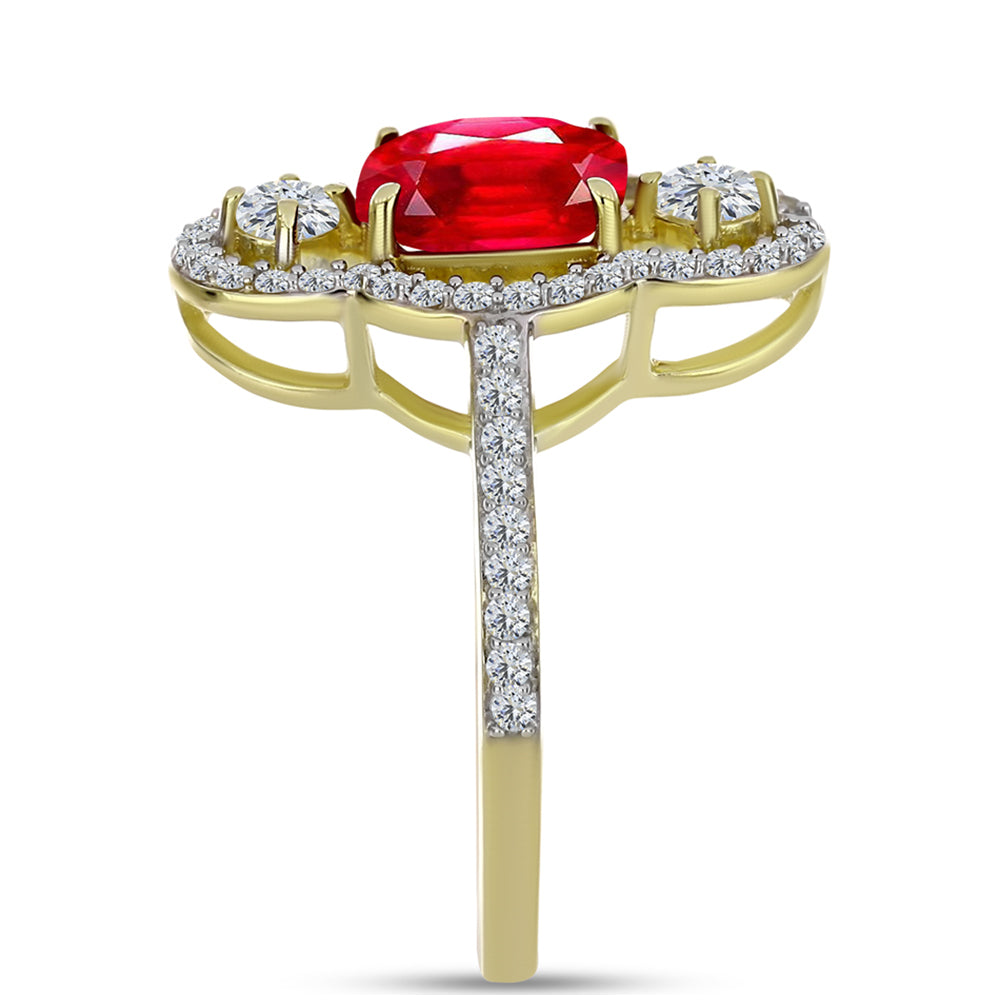 Goldplattierter Silberring mit rotem Achat und weißem Topas