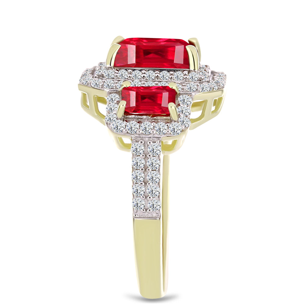 Goldplattierter Silberring mit rotem Achat und weißem Topas