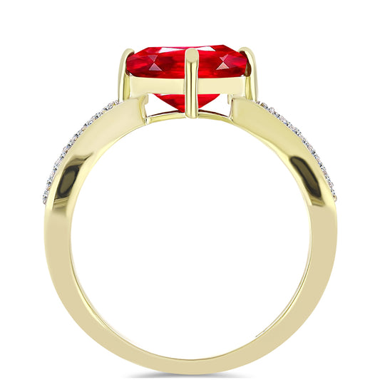 Goldplattierter Silberring mit rotem Achat und weißem Topas