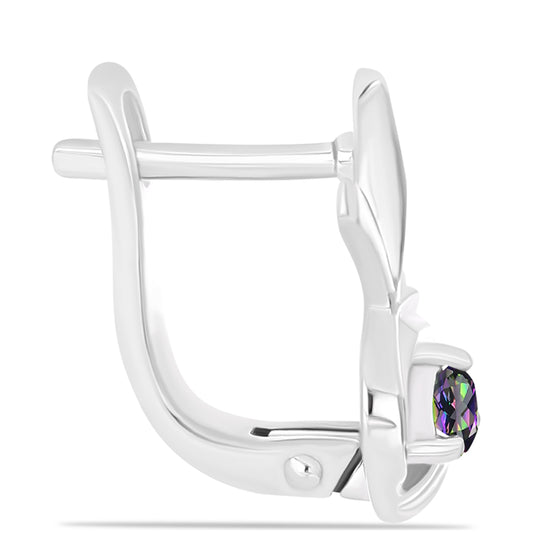 Silberohrringe mit brasilianischem grünem mystischem Quarz