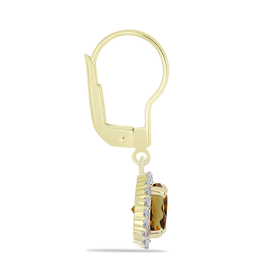Goldplattierte Silberohrringe mit Cognac-Quarz und weißem Topas