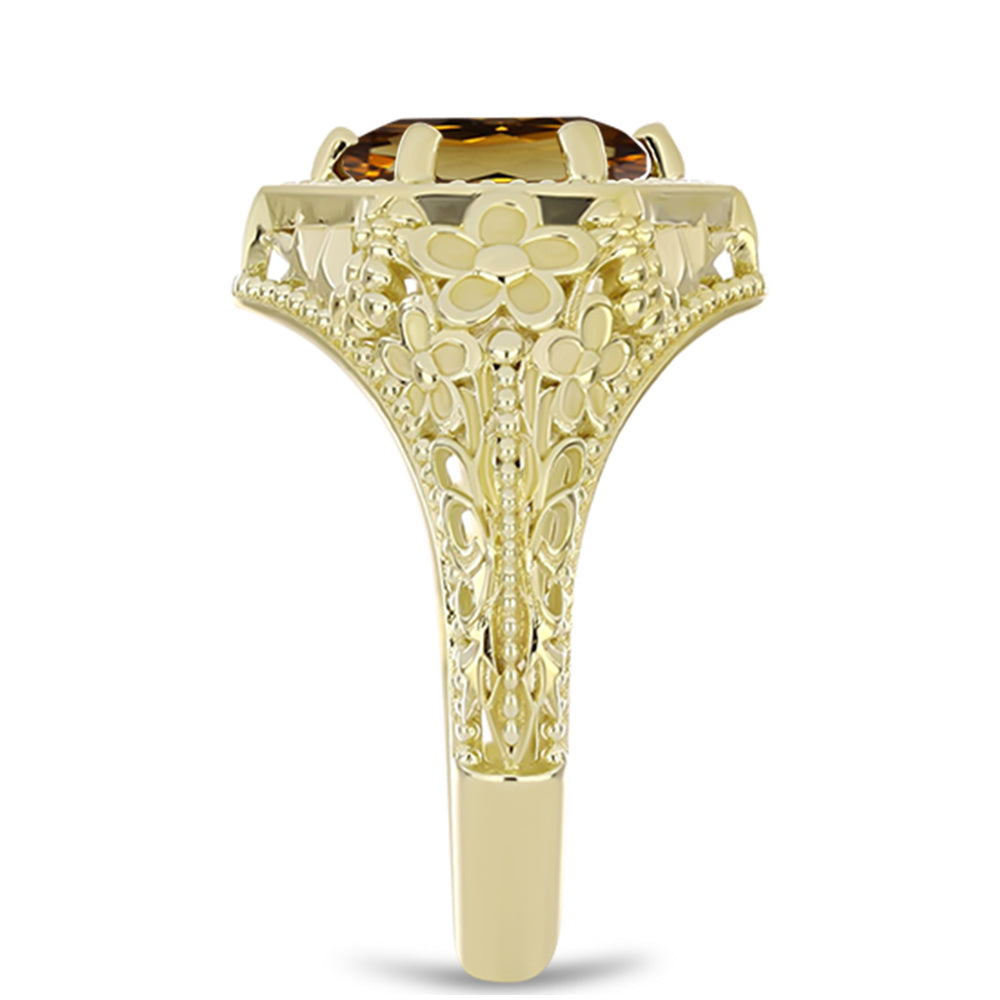 Goldplattierter Silberring mit Cognac-Quarz