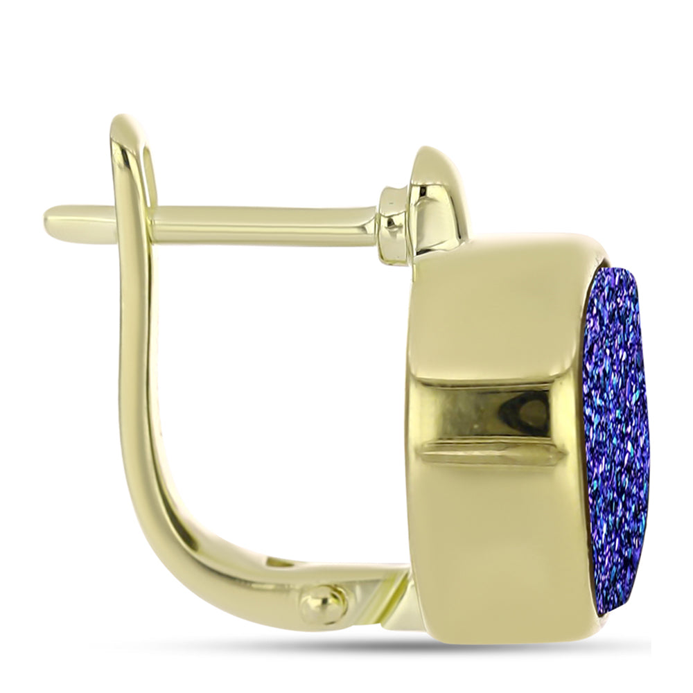 Goldplattierte Silberohrringe mit lila Druse
