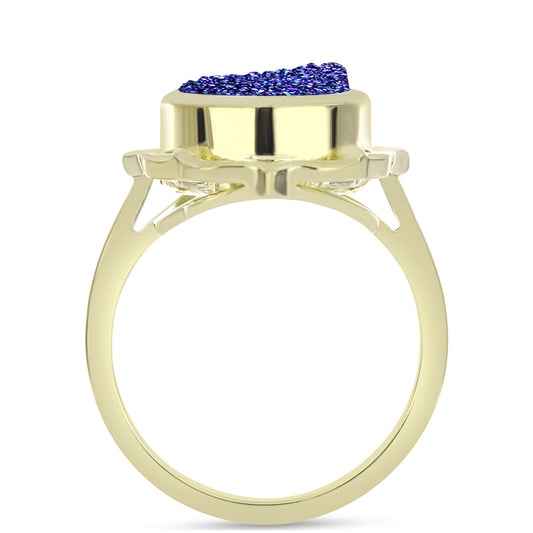 Goldplattierter Silberring mit lila Druse