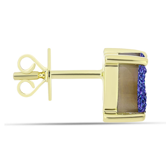 Goldplattierte Silberohrringe mit lila Druse