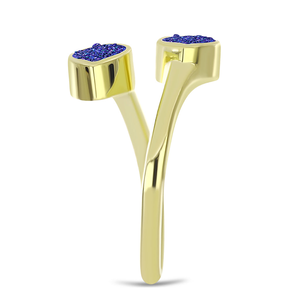 Goldplattierter Silberring mit lila Druse