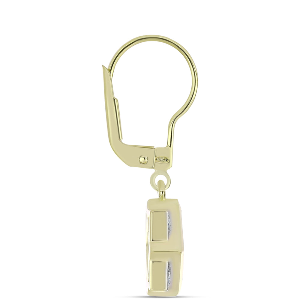 Goldplattierte Silberohrringe mit lila Druse und weißem Topas