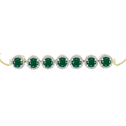 Goldplattiertes Silberarmband mit grünem Achat und weißem Topas
