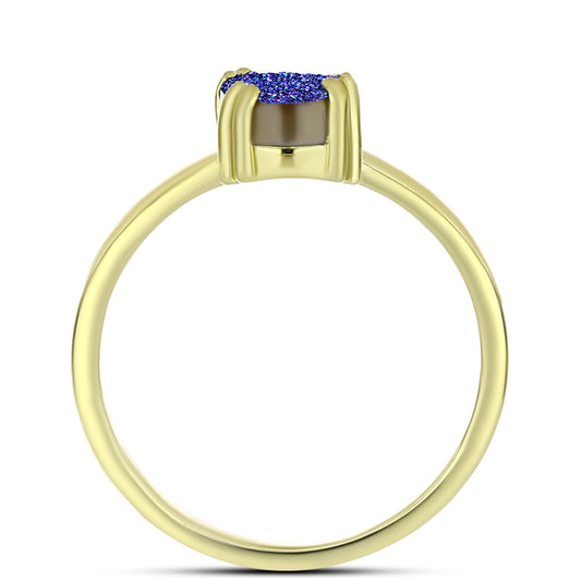 Goldplattierter Silberring mit lila Druse