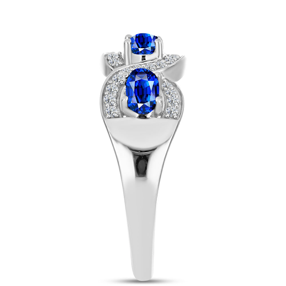 Silberring mit australischem blauem Saphir und weißem Topas