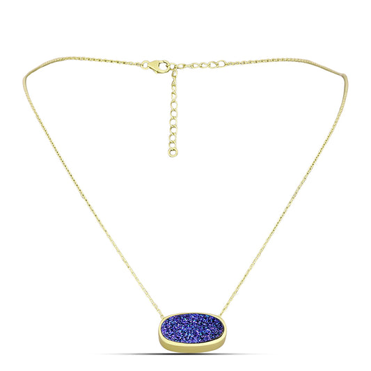 Goldplattierte Silberhalskette mit lila Druse