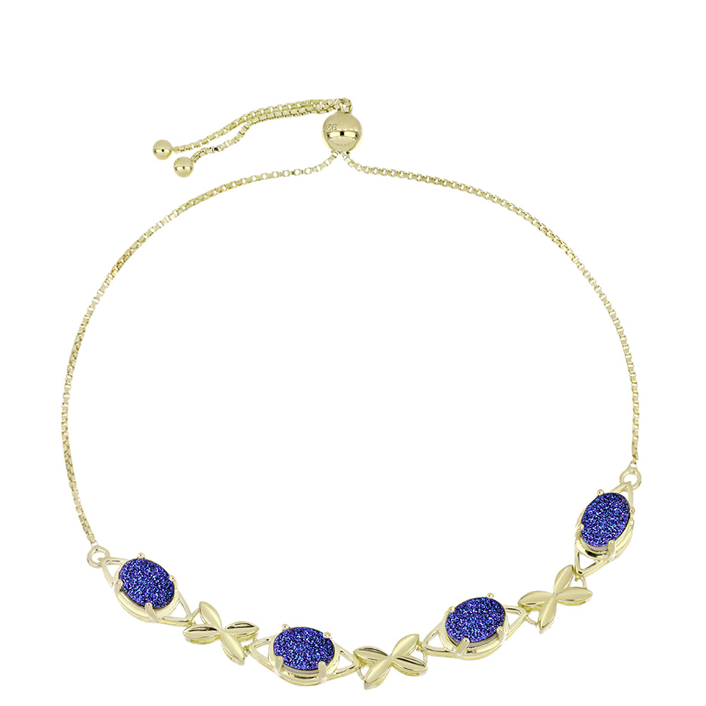 Goldplattiertes Silberarmband mit lila Druse