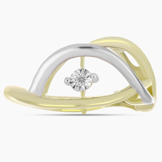 Goldplattierter Silberring mit weißem Diamant