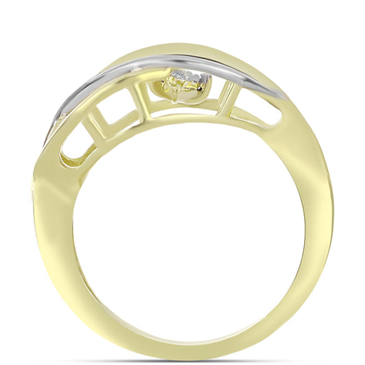 Goldplattierter Silberring mit weißem Diamant