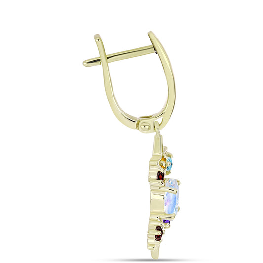 Goldplattierte Silberohrringe mit Regenbogenmondstein und marokkanischem Amethyst