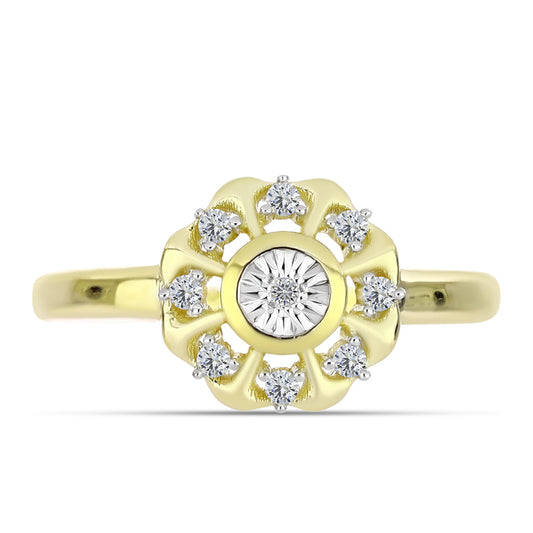 Goldplattierter Silberring mit weißem Diamant und weißem Topas