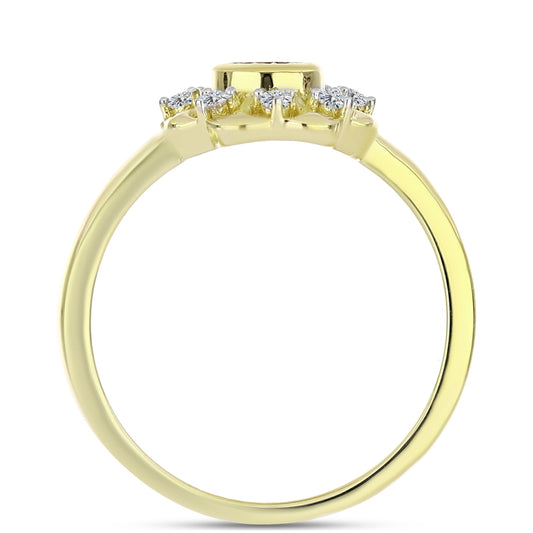 Goldplattierter Silberring mit weißem Diamant und weißem Topas