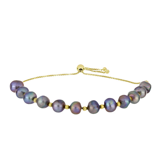 Goldplattiertes Silberarmband mit schwarzer Süßwasserperle